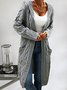 Damen Lässig Winter Unifarben Garn/Wollgarn Tasche Patchwork Strickjacke