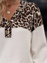 Damen V-Ausschnitt Leopard Nahtverarbeitung Lässig Frühling/Herbst Langarm Sweatshirt