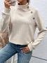 Damen V-Ausschnitt Unifarben Lässig Frühling/Herbst Jersey Langarm Sweatshirt