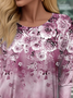 Damen Langarm T-Shirts T-Shirt Frühling/Herbst Geblümt Jersey Rundhals Täglich Ausgehen Lässig Oberteile