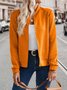 Damen Herbst Oberbekleidung Lässig Reißverschluss Unifarben Langarm Kapuze Jacke
