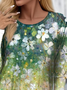Damen Langarm T-Shirts T-Shirt Frühling/Herbst Geblümt Jersey Rundhals Täglich Ausgehen Lässig Oberteile