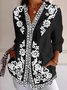 Damen Ethnisch Langarm Bluse Frühling/Herbst Hemdkragen Täglich Retro Oberteile