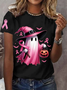 Damen Halloween Kurzarm T-Shirts T-Shirt Rundhals Lässig Sommer Oberteile