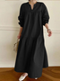Damen Langarm Frühling/Herbst Unifarben Spitzenkleid Rundhals Täglich Ausgehen Lässig Maxikleid H-Linie