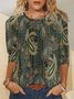 Damen Langarm T-Shirts T-Shirt Frühling/Herbst Ethnisch Jersey Rundhals Täglich Ausgehen Retro Oberteile