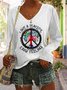 Damen Langarm T-Shirts T-Shirt Frühling/Herbst Hippie V-Ausschnitt Täglich Ausgehen Lässig Oberteile