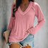 Damen Langarm Bluse Frühling/Herbst Unifarben Reißverschluss Jersey V-Ausschnitt Täglich Ausgehen Lässig Oberteile