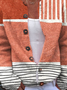 Damen Lässig Frühling/Herbst Gestreift Geknöpft Strickjacke