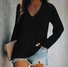 Damen Langarm Bluse Frühling/Herbst Unifarben Reißverschluss Jersey V-Ausschnitt Täglich Ausgehen Lässig Oberteile