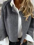 Damen Herbst Oberbekleidung Lässig Unifarben Dreiviertelärmel Rundhals Jacke