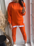 Damen Jersey Unifarben Täglich Ausgehen Zwei Stücke Set Langarm Lässig Frühling/Herbst Bluse mit Hose Matching Set
