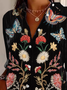 Damen Ethnisch Langarm Bluse Frühling/Herbst Hemdkragen Täglich Retro Oberteile