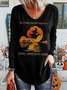 Damen Langarm T-Shirts T-Shirt Frühling/Herbst Halloween Print Jersey V-Ausschnitt Täglich Ausgehen Retro Oberteile