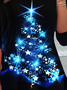 Damen Langarm T-Shirts T-Shirt Frühling/Herbst Weihnachten Print Jersey Rundhals Täglich Ausgehen Lässig Oberteile