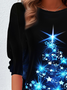Damen Langarm T-Shirts T-Shirt Frühling/Herbst Weihnachten Print Jersey Rundhals Täglich Ausgehen Lässig Oberteile