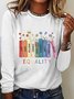 Damen Geblümt Langarm T-Shirts T-Shirt Rundhals Lässig Frühling/Herbst Oberteile