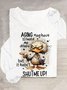 Damen Langarm T-Shirts T-Shirt Frühling/Herbst Tier Baumwollmischung Rundhals Täglich Ausgehen Lässig Oberteile