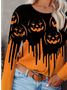 Damen Langarm T-Shirts T-Shirt Frühling/Herbst Halloween Print Jersey Rundhals Täglich Ausgehen Lässig Oberteile