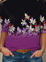 Damen Langarm T-Shirts T-Shirt Frühling/Herbst Geblümt Jersey Rundhals Täglich Ausgehen Lässig Oberteile