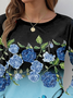 Damen Langarm T-Shirts T-Shirt Frühling/Herbst Geblümt Jersey Rundhals Täglich Ausgehen Lässig Oberteile
