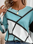 Damen Langarm T-Shirts T-Shirt Frühling/Herbst Geometrisch Jersey Rundhals Täglich Ausgehen Lässig Oberteile