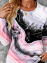 Damen Langarm T-Shirts T-Shirt Frühling/Herbst Abstrakt Jersey Rundhals Täglich Ausgehen Lässig Oberteile