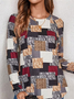 Damen Langarm T-Shirts T-Shirt Frühling/Herbst Geometrisch Jersey Rundhals Täglich Ausgehen Lässig Oberteile