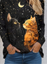 Damen Langarm T-Shirts T-Shirt Frühling/Herbst Katze Jersey Rundhals Täglich Ausgehen Lässig Oberteile