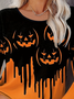 Damen Langarm T-Shirts T-Shirt Frühling/Herbst Halloween Print Jersey Rundhals Täglich Ausgehen Lässig Oberteile