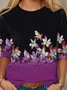 Damen Langarm T-Shirts T-Shirt Frühling/Herbst Geblümt Jersey Rundhals Täglich Ausgehen Lässig Oberteile