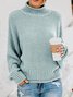 Pullover Damen Lässig Unifarben Frühling/Herbst Langarm Rollkragen Weit Garn/Wollgarn