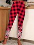 Damen Lässig Kariert Jersey Alle Jahreszeiten Lang Leggings