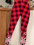 Damen Lässig Kariert Jersey Alle Jahreszeiten Lang Leggings