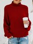 Pullover Damen Lässig Unifarben Frühling/Herbst Langarm Rollkragen Weit Garn/Wollgarn