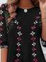 Damen Langarm T-Shirts T-Shirt Frühling/Herbst Ethnisch Geometrie Jersey Rundhals Täglich Ausgehen Retro Oberteile
