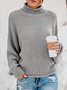 Pullover Damen Lässig Unifarben Frühling/Herbst Langarm Rollkragen Weit Garn/Wollgarn