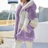 Damen Frühling/Herbst Oberbekleidung Lässig Fluff/Granular-Fleece-Stoff Farbblock Langarm Kapuze Jacke
