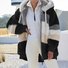 Damen Frühling/Herbst Oberbekleidung Lässig Fluff/Granular-Fleece-Stoff Farbblock Langarm Kapuze Jacke