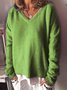 Damen Frühling/Herbst Unifarben Lässig Langarm V-Ausschnitt Garn/Wollgarn Pullover