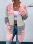 Damen Lässig Winter Gestreift Wolle/Stricken Strickjacke