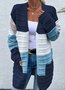 Damen Lässig Winter Gestreift Wolle/Stricken Strickjacke