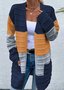 Damen Lässig Winter Gestreift Wolle/Stricken Strickjacke
