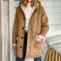 Damen Frühling/Herbst Oberbekleidung Lässig Veloursleder Unifarben Langarm Kapuze Jacke