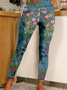 Damen Lässig Geblümt Winter Lang Leggings