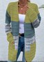 Damen Lässig Winter Gestreift Wolle/Stricken Strickjacke