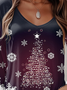 Damen Langarm T-Shirts T-Shirt Frühling/Herbst Weihnachten Jersey V-Ausschnitt Urlaub Ausgehen Lässig Oberteile
