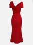 Damen Abendkleider Elegante Party Kleider Cocktail Kleid Gerüscht Midikleid