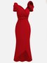 Damen Abendkleider Elegante Party Kleider Cocktail Kleid Gerüscht Midikleid