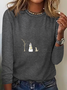 Damen Langarm T-Shirts T-Shirt Frühling/Herbst Weihnachten Baumwollmischung Rundhals Täglich Ausgehen Lässig Oberteile